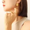 Wholesale PVD Coated Real Gold Plated Solid Color Titanium Steel Fashion Waterproof Non Tarnish Ear Studs