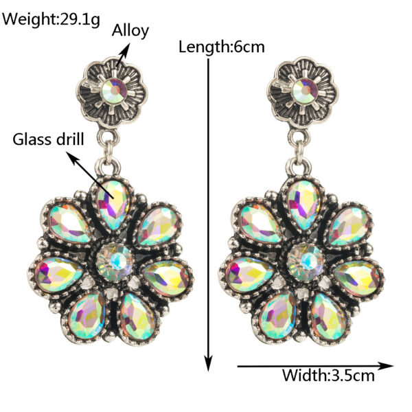 Wholesale European and American Retro Bohemian Ethnic Style Elegant Earrings Women's Personality Multi-layer Alloy Set Turquoise Diamond Earrings
