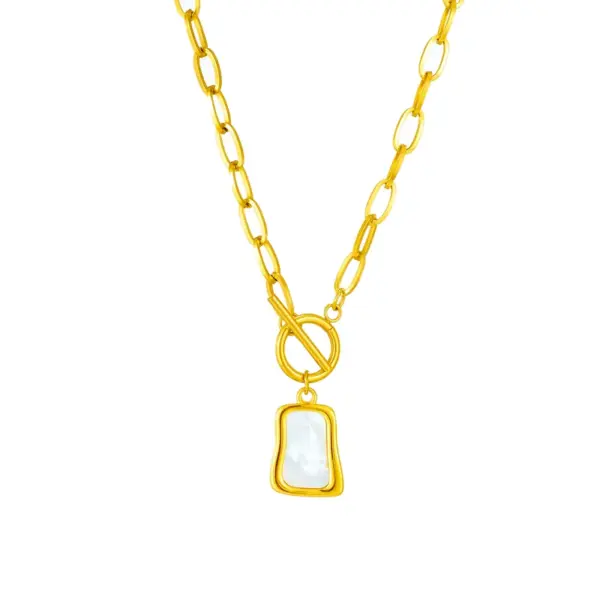 PVD Coated 18K Gold Plated Square 304 Stainless Steel Korean Style Waterproof Non Tarnish 304 Stainless Steel Necklace