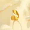 Wholesale Simple Oil Dropping Irregular Ring Women's Color-free 18k Gold Plating Shaped Open Stainless Steel Ring