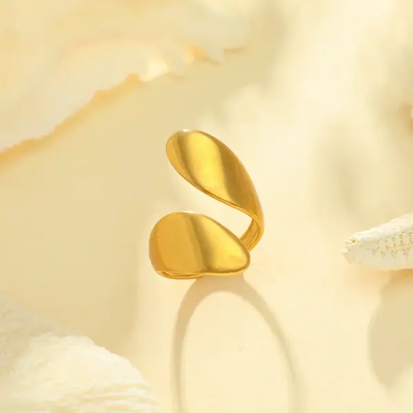 Wholesale Simple Oil Dropping Irregular Ring Women's Color-free 18k Gold Plating Shaped Open Stainless Steel Ring