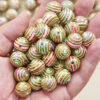 Wholesale 10pcs Round Beads 16mm Christmas Series Acrylic Candy Thread Printing DIY Beads