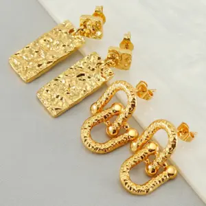 1 Pair Simple Style Commute U Shape Rectangle Polishing Plating Stainless Steel Titanium Steel 18K Gold Plated Drop Earrings