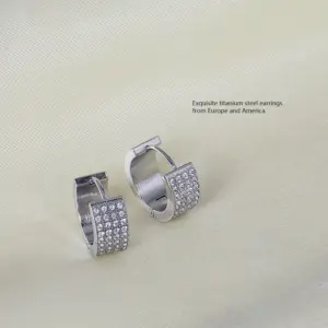 Silver Titanium Steel 4 Row Diamond N0174S