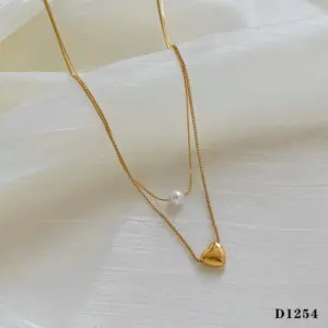Gold Double Layers Loving Heart Necklace