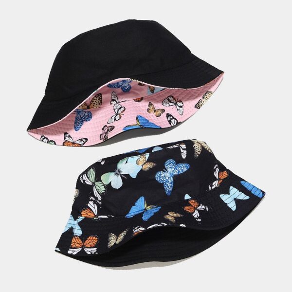 oly-fbf49d5d065dfd5b1bf594b052599b7b Wholesale European and American New Colorful Butterfly Pattern Fisherman Hat Women's Summer Pure Cotton Double-sided Wearing Basin Hat Outdoor All-match Sun Hat