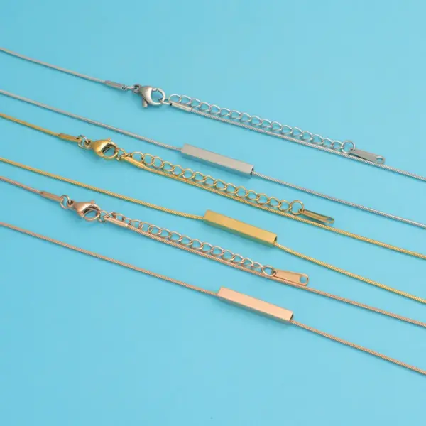 304 Stainless Steel Customization Laser Engraving Solid Color PVD Coated 18K Real Gold Plated Simple Style Waterproof Non Tarnish Polishing Plating Necklace