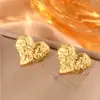 Wholesale PVD Coated 18K Gold Plated Sector Leaves Heart Shape 304 Stainless Steel Simple Style Waterproof Non Tarnish Ear Studs