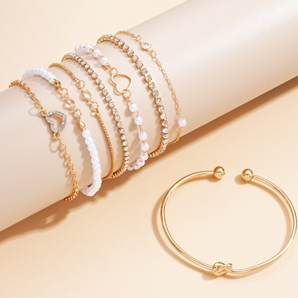 Wholesale Cross-border Europe and the United States semi-managed new fashion knot point drill zircon love bracelet 8 piece set about temperament women's jewelry