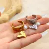 PVD Coated Real Gold Plated 18K Gold Heart Shape 304 Stainless Steel Casual Retro Marine Style Waterproof Non Tarnish Open Rings