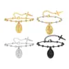 304 Stainless Steel Virgin Mary PVD Coated Real Gold Plated 18K Gold Religion Waterproof Non Tarnish Plating Separated By Bead Necklace Lobster Trier Clasp Closure Bracelets