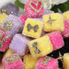 Wholesale Colorful soft candy double-sided heart bow square beads