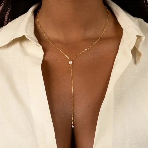 Wholesale PVD Coated 14K Gold Real Gold Plated Solid Color Stainless Steel Fashion Waterproof Non Tarnish 304 Stainless Steel Necklace