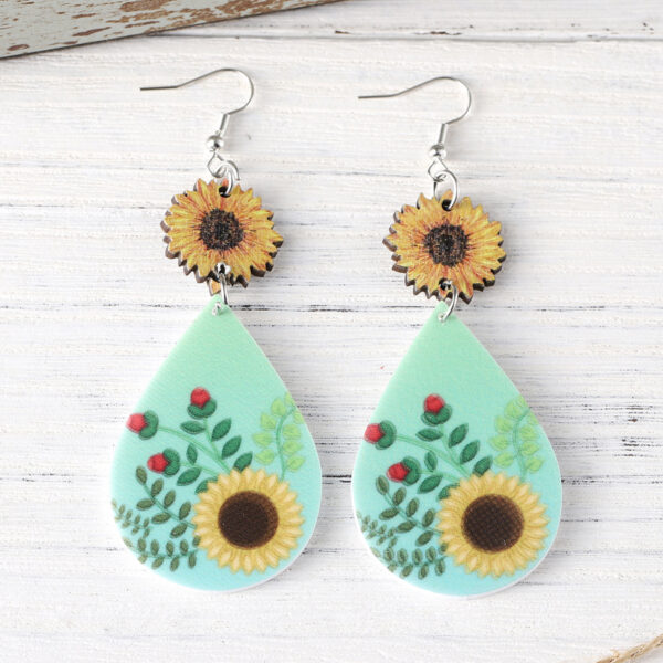 oly-fc10cf790fb9ec5750ca154cde6ce8a9 Wholesale Cross-border New Western Style Sunflower Splicing Water Drop Pendant Earrings Acrylic Double-sided Mother's Day Earrings
