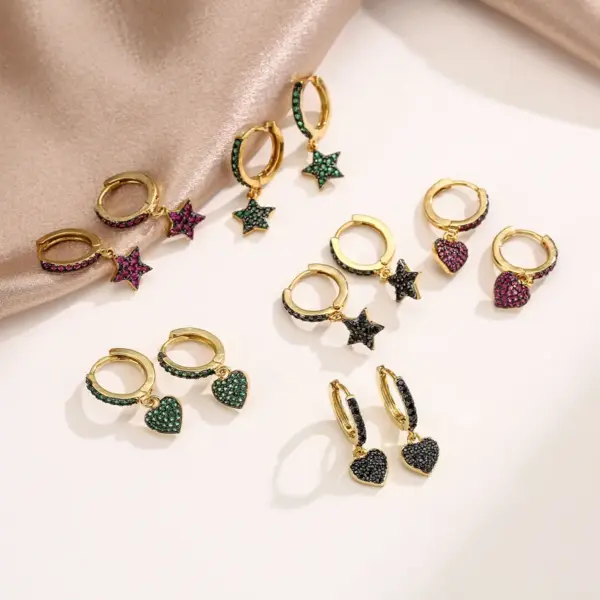 Wholesale Fashion Heart Plating Copper Zircon Copper Earrings