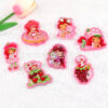 Wholesale New glittery star cartoon strawberry girl bag accessory acrylic pin cute DIY patch