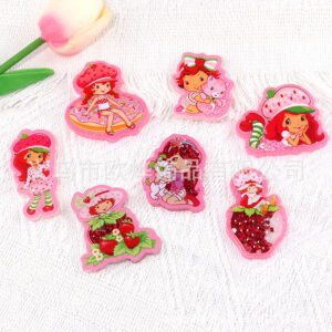 Wholesale New glittery star cartoon strawberry girl bag accessory acrylic pin cute DIY patch