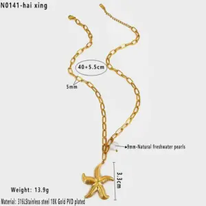 Starfish Pearl Necklace / Average Size / N0141