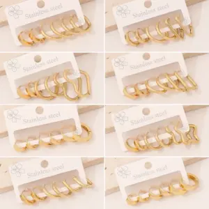 Wholesale PVD Coated 18K Gold Real Gold Plated Star Heart Shape 304 Stainless Steel Elegant Glam Waterproof Non Tarnish Earrings