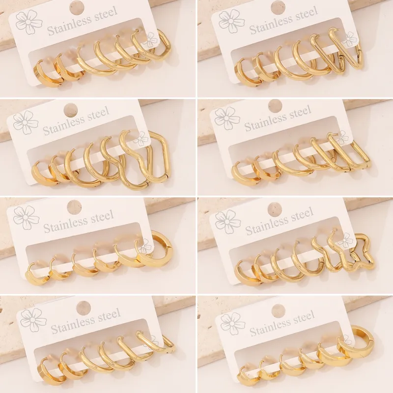 Wholesale PVD Coated 18K Gold Real Gold Plated Star Heart Shape 304 Stainless Steel Elegant Glam Waterproof Non Tarnish Earrings