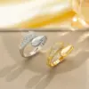 Wholesale Jewelry Elegant Classic Style Heart Shape Snake Butterfly Copper Zircon 18K Gold Plated K Gold Plated Inlay Open Rings
