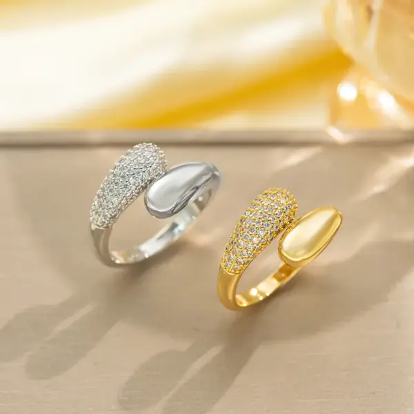 Wholesale Jewelry Elegant Classic Style Heart Shape Snake Butterfly Copper Zircon 18K Gold Plated K Gold Plated Inlay Open Rings