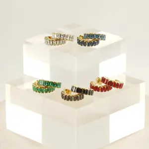 Wholesale 1 Pair Simple Style C Shape Inlay 304 Stainless Steel Artificial Diamond 18K Gold Plated Stainless Steel Earrings