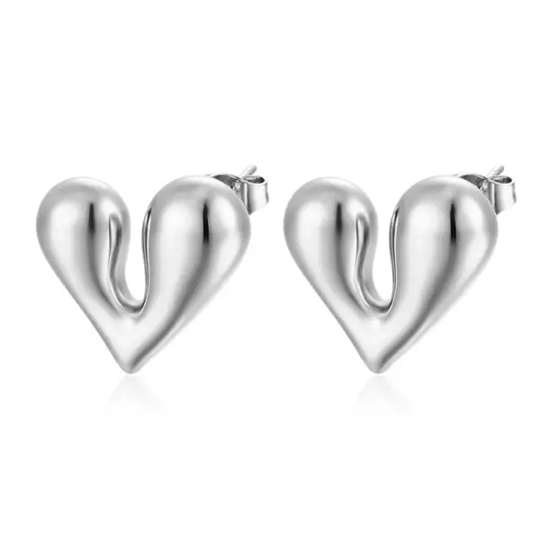 Wholesale 304 Stainless Steel Heart Shape Electroplated Golden Plated Simple Style Waterproof Non Tarnish Plating Ear Studs