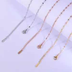 Wholesale PVD Coated 18K Gold Real Gold Plated Customization Laser Engraving Solid Color Stainless Steel Simple Style Waterproof Non Tarnish Stainless Steel Necklace