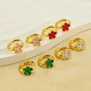 Wholesale PVD Coated 18K Gold Plated Flower 304 Stainless Steel Elegant Retro Waterproof Non Tarnish Earrings