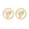 Wholesale Jewelry Fashion Pentagram Coconut Tree Cat 201 Stainless Steel 18K Gold Plated Plating Earrings Necklace