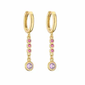 Gold Rose Red Purple Diamond Long Pair
