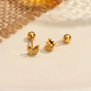 Gold / Average Size / A Pair of Embossed Butterflies
