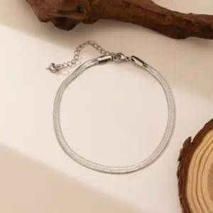 Qyb88 4mm Blade Chain Anklet / Steel Color