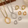 Wholesale PVD Coated Real Gold Plated 18K Geometric 304 Stainless Steel Simple Style Classic Waterproof Non Tarnish Earrings Necklace