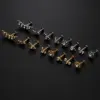 Wholesale Fashion Leaf Round Stainless Steel Inlaid Zircon Eyebrow Nails Ear Studs 1 Piece