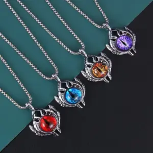 Retro Geometric Stainless Steel Inlay Artificial Gemstones Pendant Necklace 1 Piece