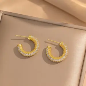 251cc Full Diamond Earrings / Gold