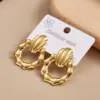 Casual Simple Design Heart Shaped Earrings Ins Style Electroplated 304 Stainless Steel Geometric Pattern Vacuum Plating Jewelry