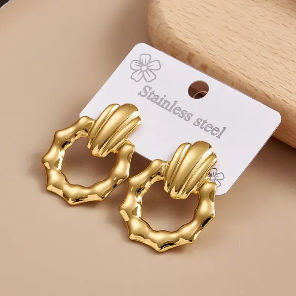 Casual Simple Design Heart Shaped Earrings Ins Style Electroplated 304 Stainless Steel Geometric Pattern Vacuum Plating Jewelry