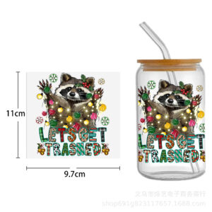 Christmas raccoon series transparent crystal water cup waterproof stickers-16