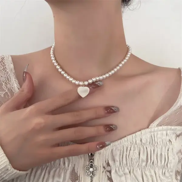 Wholesale Elegant Heart Shape Imitation Pearl Women's Necklace