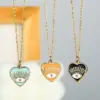 Wholesale Fashion Heart Shape Eye Stainless Steel Titanium Steel Enamel Plating Pendant Necklace 1 Piece