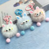 oly-fc5e5d1bd9be8b277d8cda06f4aaaa1d Wholesale Imitation mink fur ear elf plush cartoon pendant Mao Mao cute cartoon fur ball couple girlfriends gift keychain