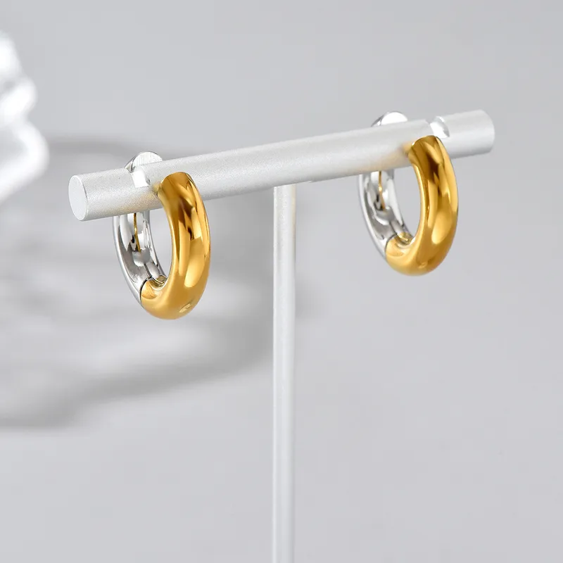 Wholesale 304 Stainless Steel Geometric PVD Coated 18K Gold Plated 18K Gold Simple Style Classic Style Roman Style Waterproof Non Tarnish Plating Earr