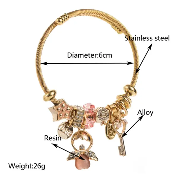 Wholesale PVD Coated 14K Gold Plated Key 304 Stainless Steel Casual Vacation Classic Style Waterproof Non Tarnish 304 Stainless Steel Bangle