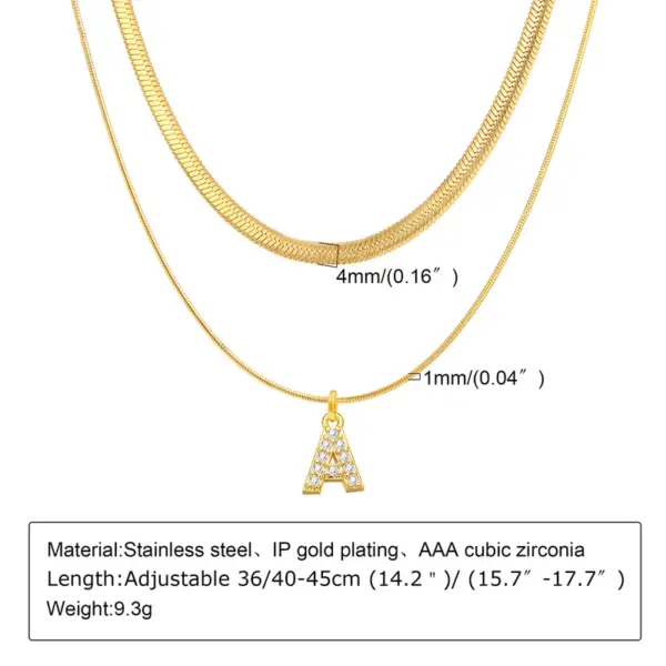 Wholesale 201 Stainless Steel INS Style Simple Style Plating Inlay Letter Zircon Layered Necklaces