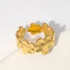 Wholesale Jewelry Sweet Flower 304 Stainless Steel 18K Gold Plated Plating Stainless Steel Rings