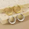 Wholesale PVD Coated 18K Gold Plated Geometric 304 Stainless Steel Simple Style Waterproof Non Tarnish Earrings Ear Studs