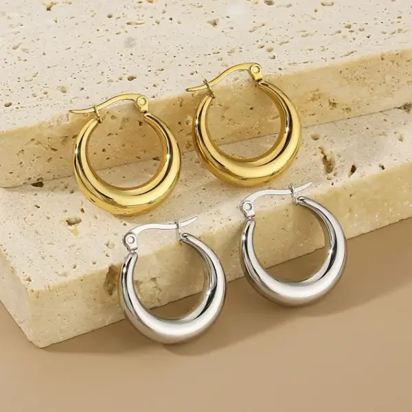 Wholesale PVD Coated 18K Gold Plated Geometric 304 Stainless Steel Simple Style Waterproof Non Tarnish Earrings Ear Studs